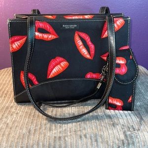 Kate Spade Shoulder Bag (Lipstick Kisses-Red and Black) Great Condition